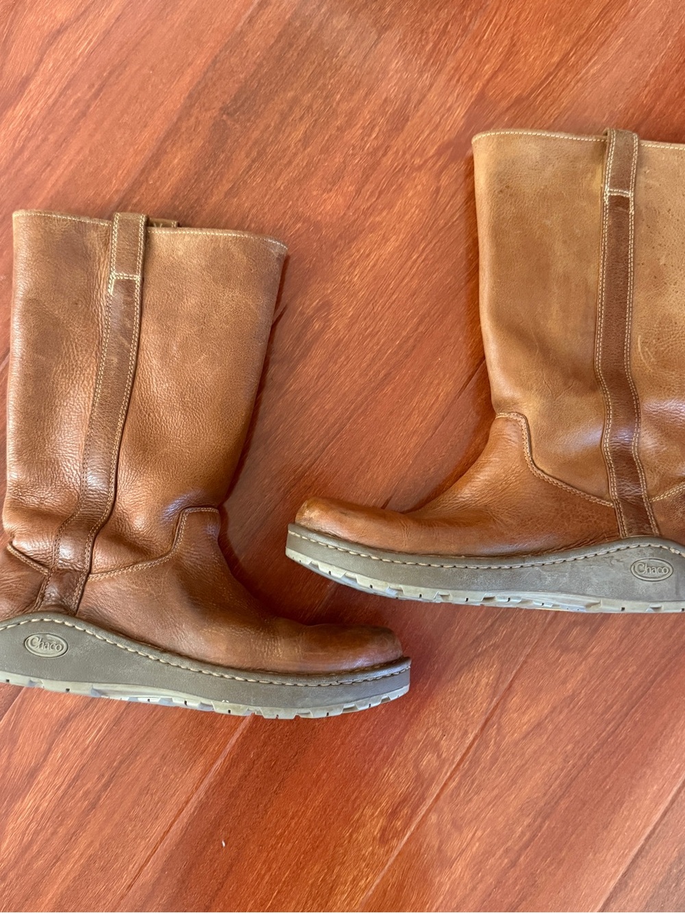 Chaco Brown Sienna Creedence Tall Vibram Nurl Leather Pull-On Boots Womens 10